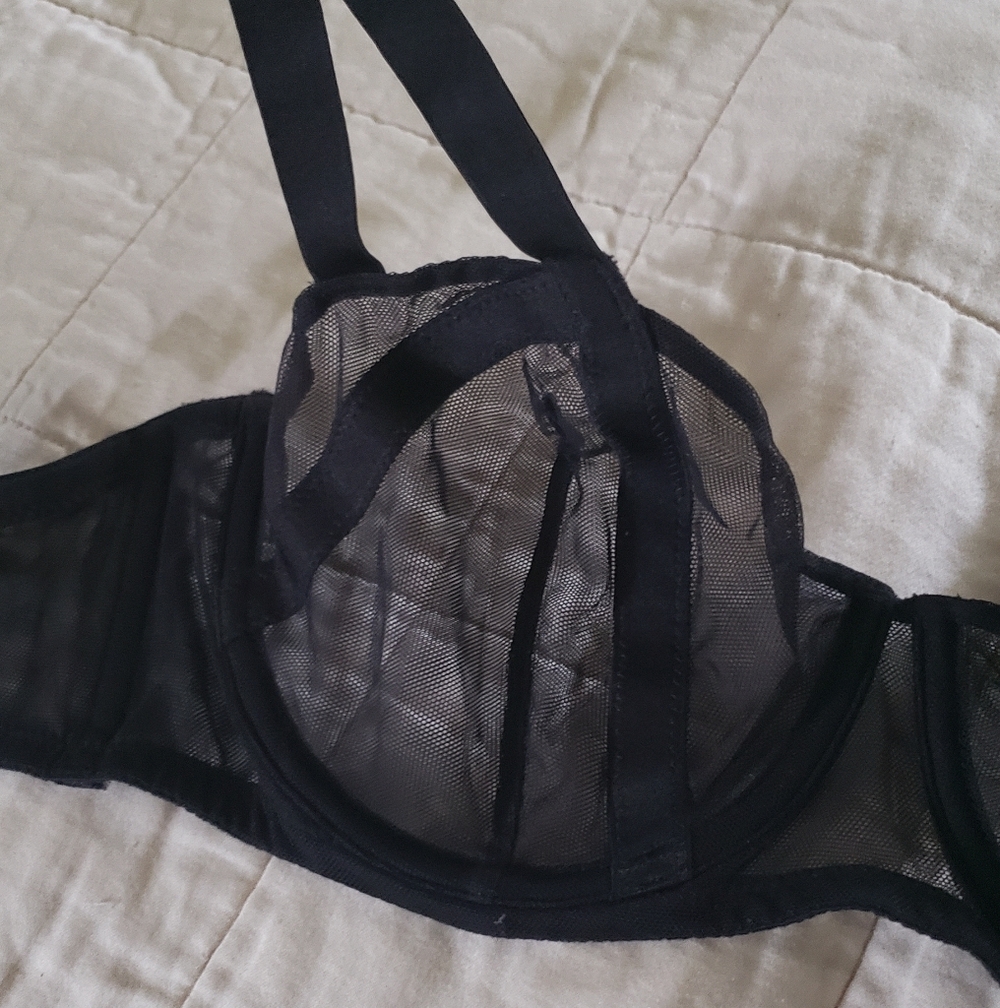 Victoria's Secret Sheer Bra And Panty Set Black 32dd Medium Lingerie - Picture 4 of 9